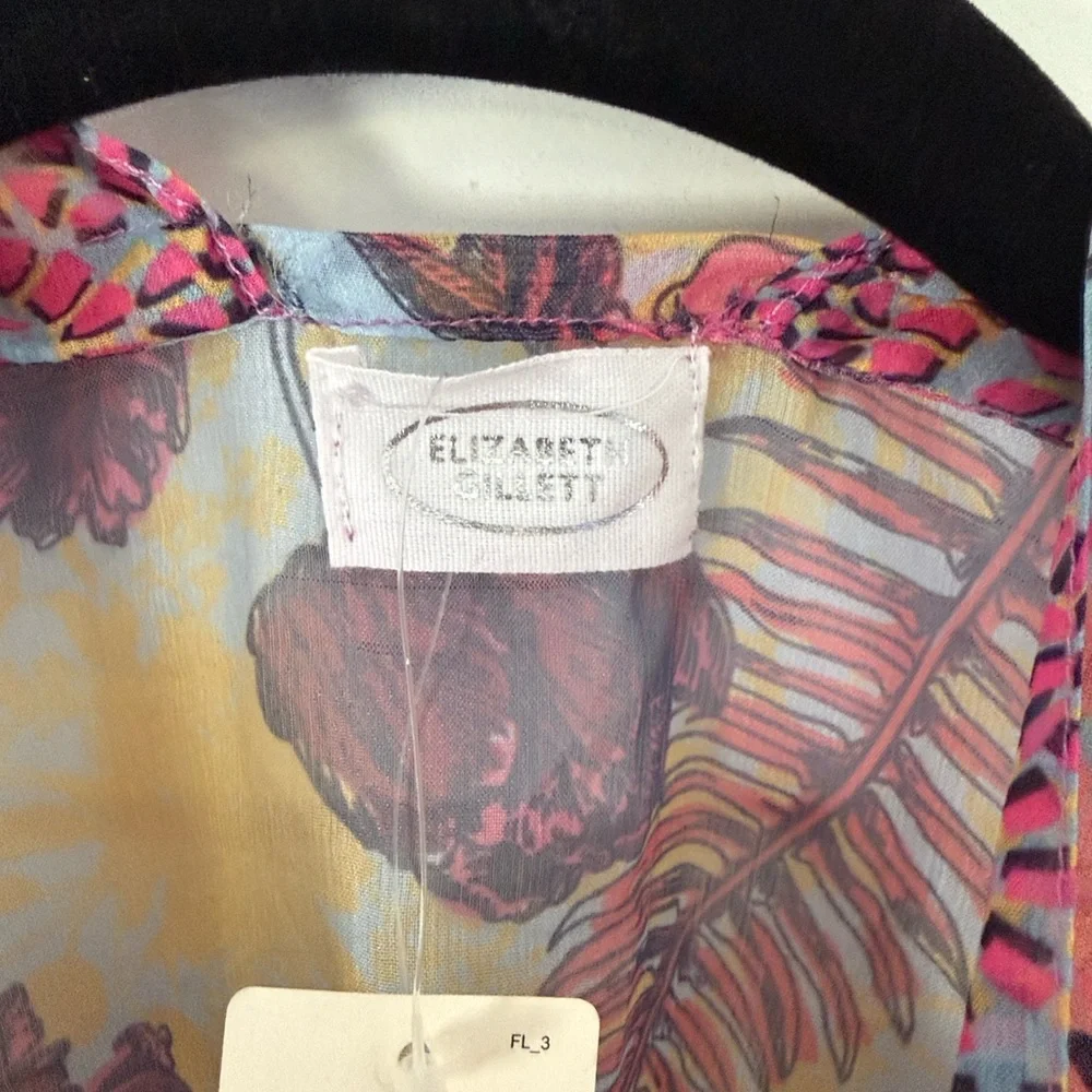 Anthropologie Elizabeth Gillett Floral Scarf Kimono One Size - Picture 5 of 6